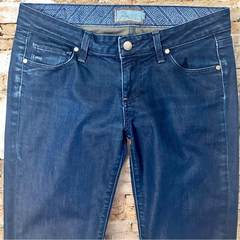 PAIGE Denim ‘Blue Heights’ Low-Rise Skinny Leg Jeans in Dark Wash Size 28 - Picture 5 of 13